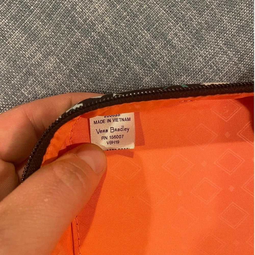 Vera Bradley Floral Citrus Black Zip Around Tech Pencil Case Organizer Pouch